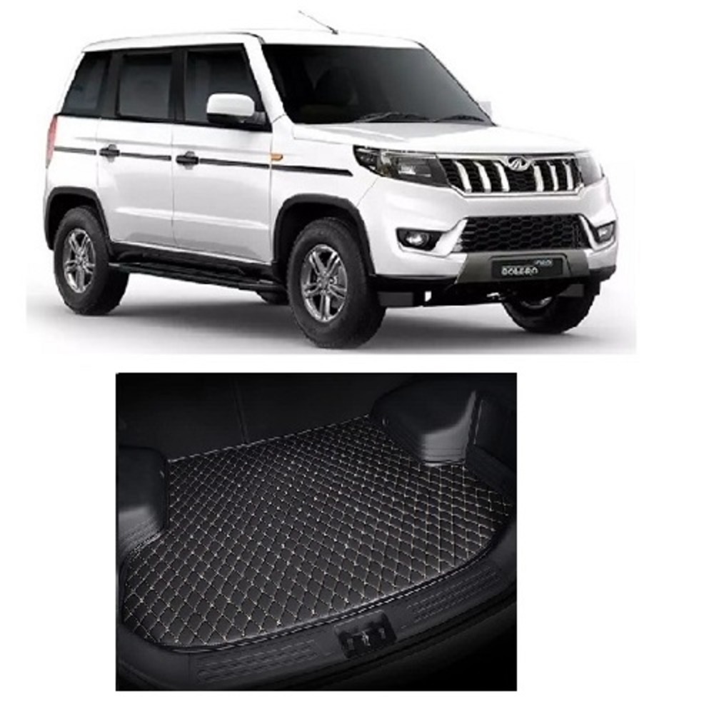 7D Car Trunk/Boot/Dicky PU Leatherette Mat for Bolero Neo  - Black